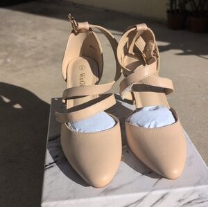WuORWu Women's Beige Strappy Heels Size 6